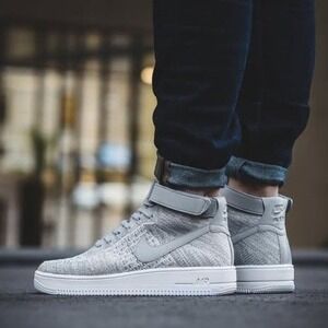 Nike Air Force 1 Ultra Flyknit Mid Sneaker Men 11.5 Wolf Grey White DV7890-600